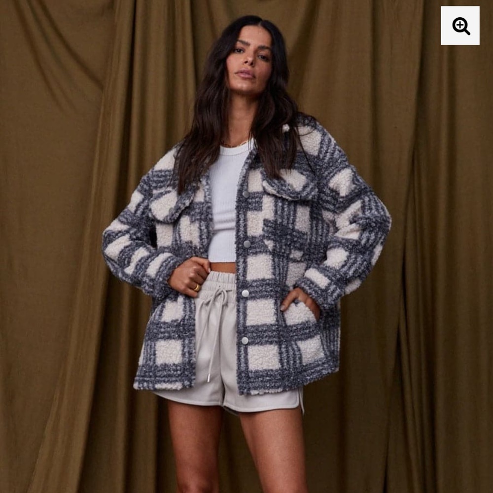12th Tribe Captivate Charcoal Plaid Shacket